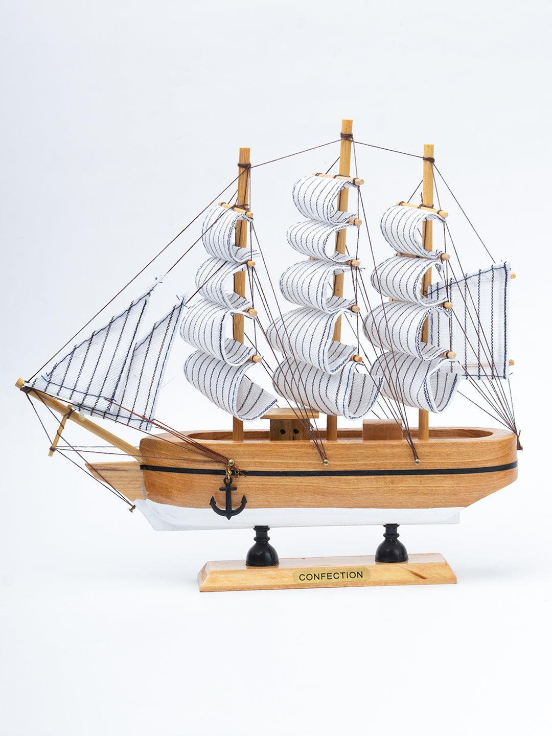 Sailing Boat Decorative Showpiece - Brown - MARKET 99