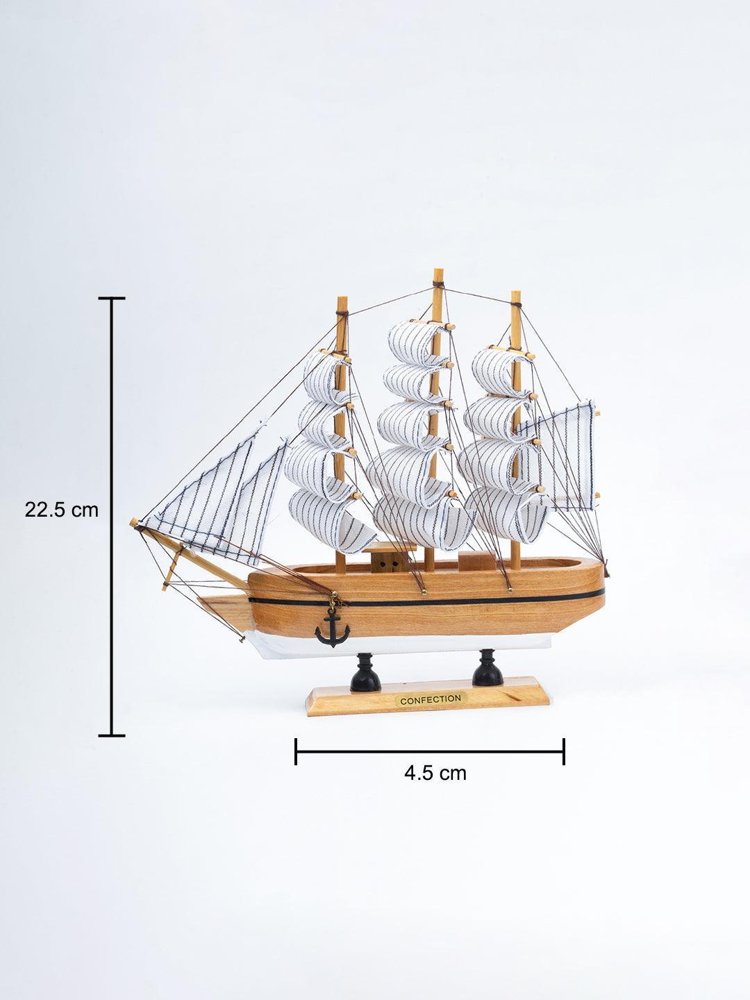 Sailing Boat Decorative Showpiece - Brown - MARKET 99