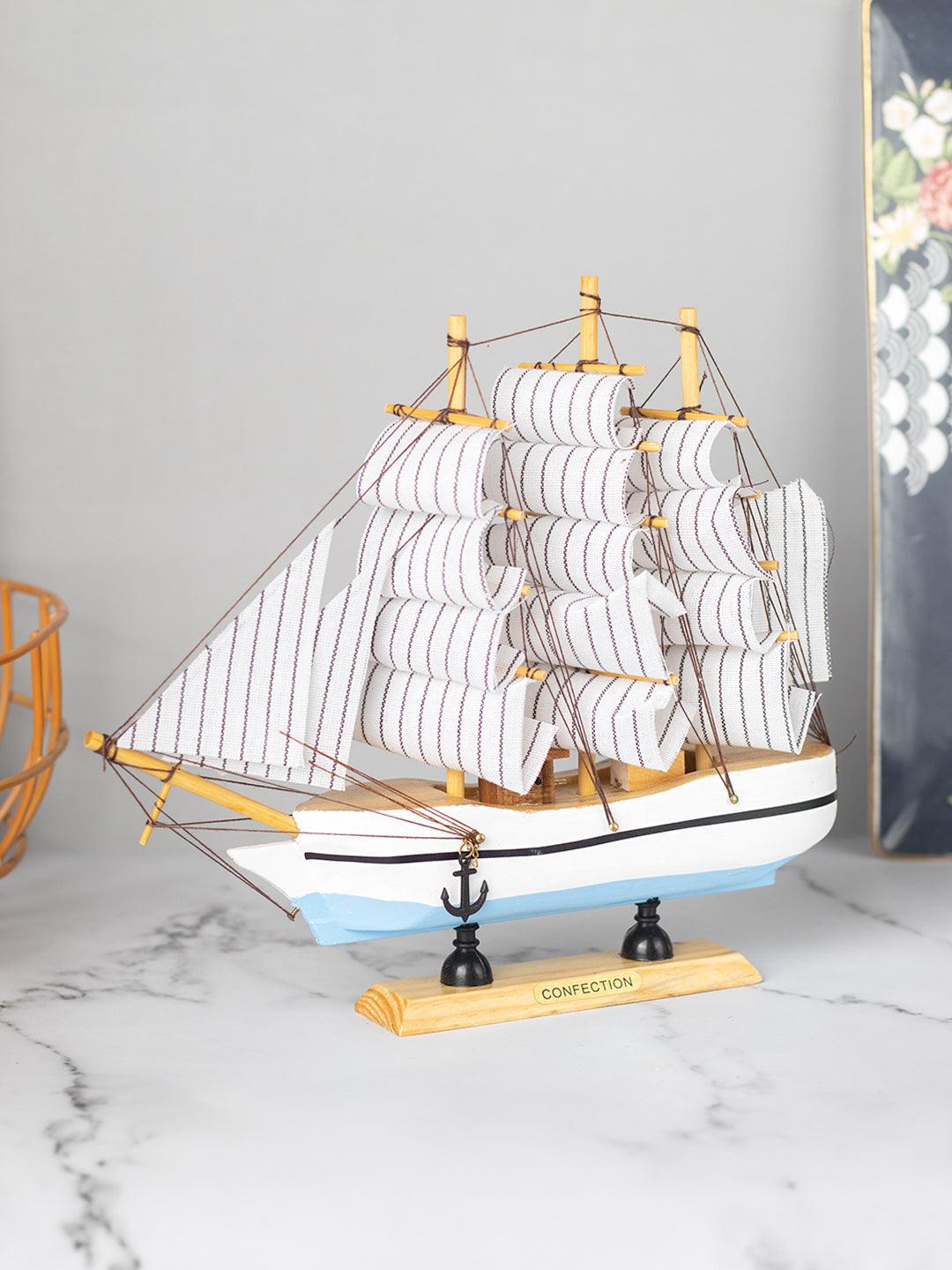 Sailing Boat Decorative Showpiece - White - MARKET 99