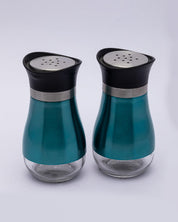 Salt & Pepper Set, Blue, Stainless Steel, Glass, Set of 2, 120 mL - MARKET 99