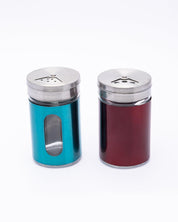 Salt & Pepper Set, Multicolour, Stainless Steel, Glass, Set of 2, 90 mL - MARKET 99