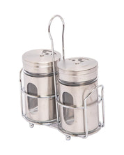 Salt & Pepper Set, Silver, Glass & Stainless Steel, Set of 2, 100 mL - MARKET 99