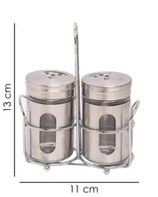 Salt & Pepper Set, Silver, Glass & Stainless Steel, Set of 2, 100 mL - MARKET 99