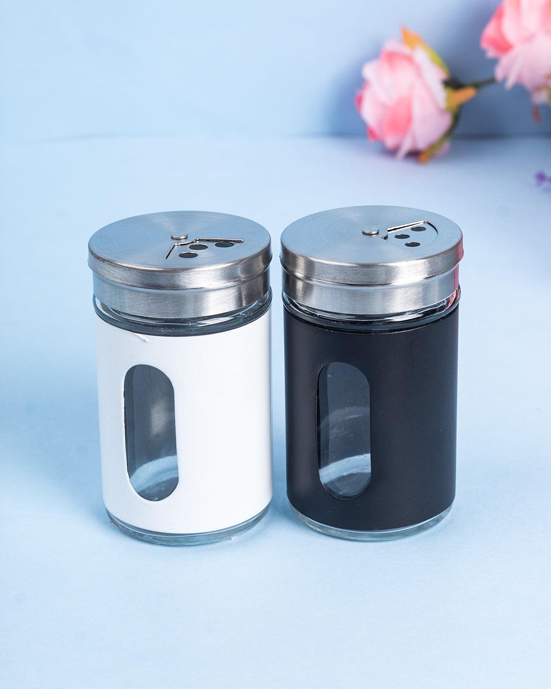 Salt & Pepper Shaker, Black & White, Stainless Steel & Glass, Set of 2 - MARKET 99