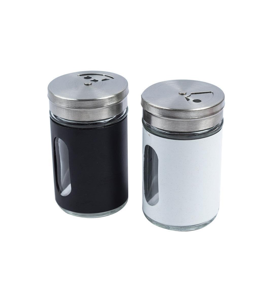 Salt & Pepper Shaker, Black & White, Stainless Steel & Glass, Set of 2 - MARKET 99