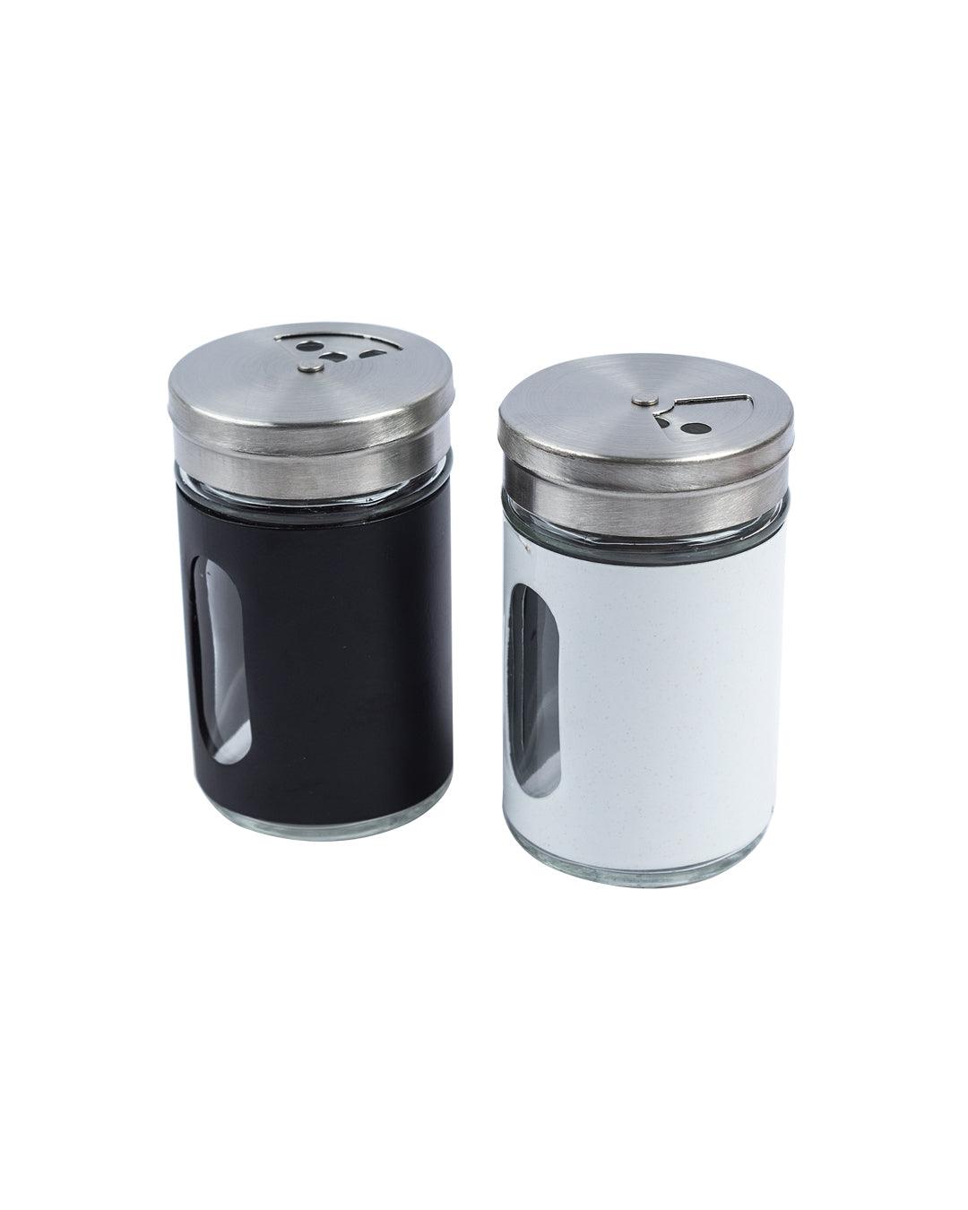 Salt & Pepper Shaker, Black & White, Stainless Steel & Glass, Set of 2 - MARKET 99