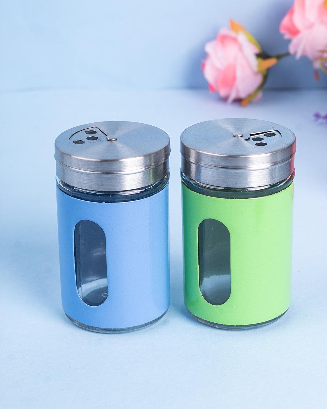 Salt & Pepper Shaker, Green & Blue, Stainless Steel, Set of 2 - MARKET 99