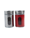 Salt & Pepper Shaker, Red & Silver, Stainless Steel, Set of 2 - MARKET 99