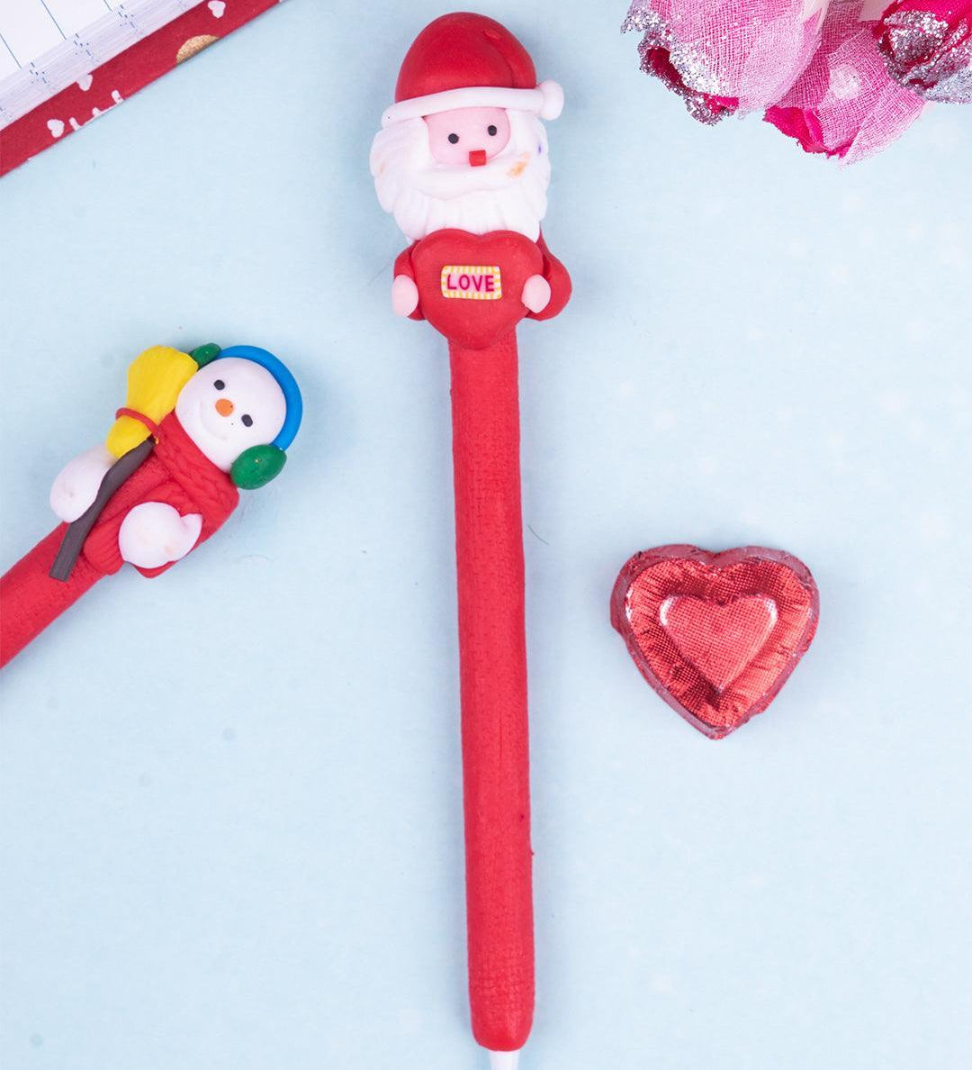 Santa Claus Bobble Head Ball Pens (Assorted Colour, Set Of 3) - MARKET 99