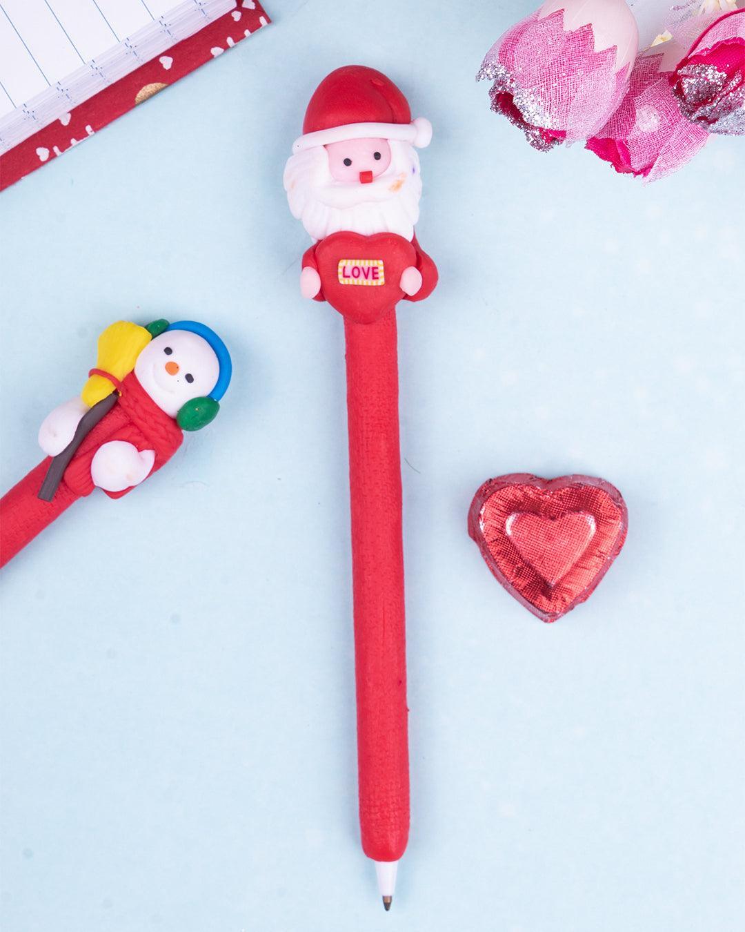 Santa Claus Bobble Head Ball Pens (Assorted Colour, Set Of 3) - MARKET 99