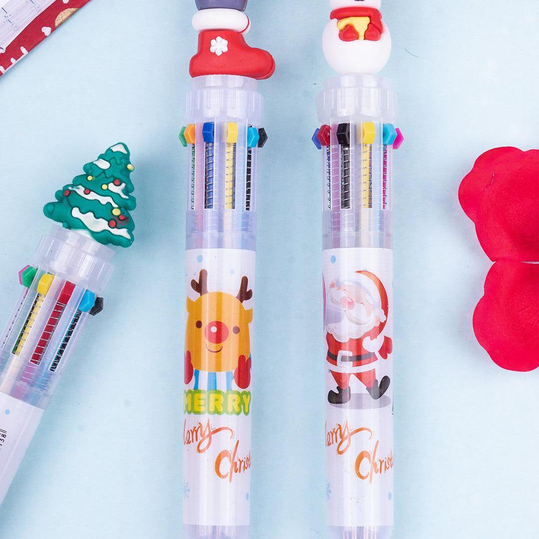 Santa Claus Bobble Head Ball Pens (Assorted Colour, Set Of 3) - MARKET 99