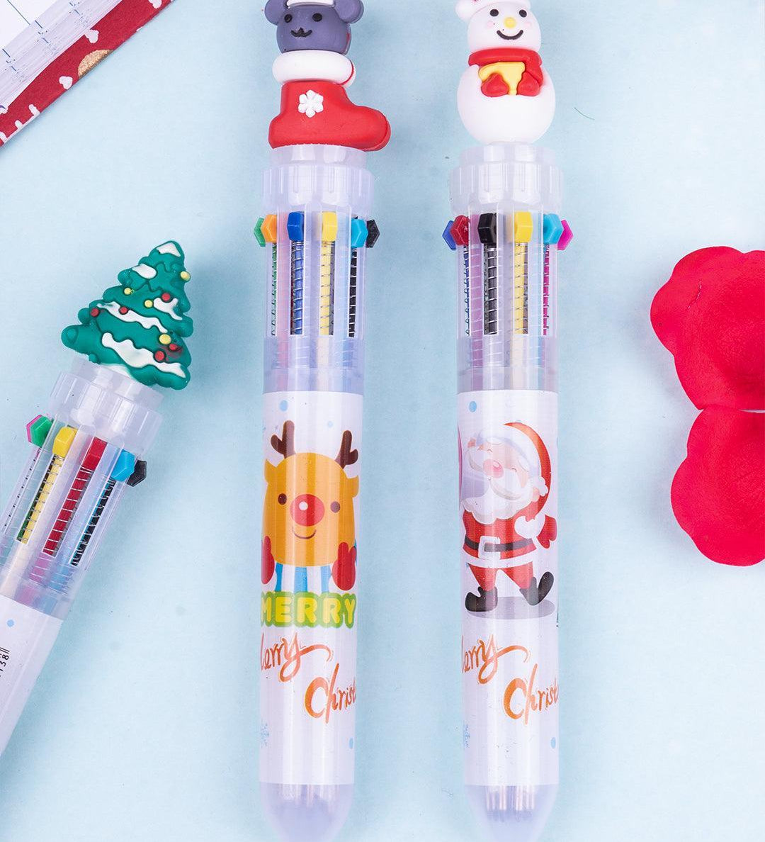 Santa Claus Bobble Head Ball Pens (Assorted Colour, Set Of 3) - MARKET 99