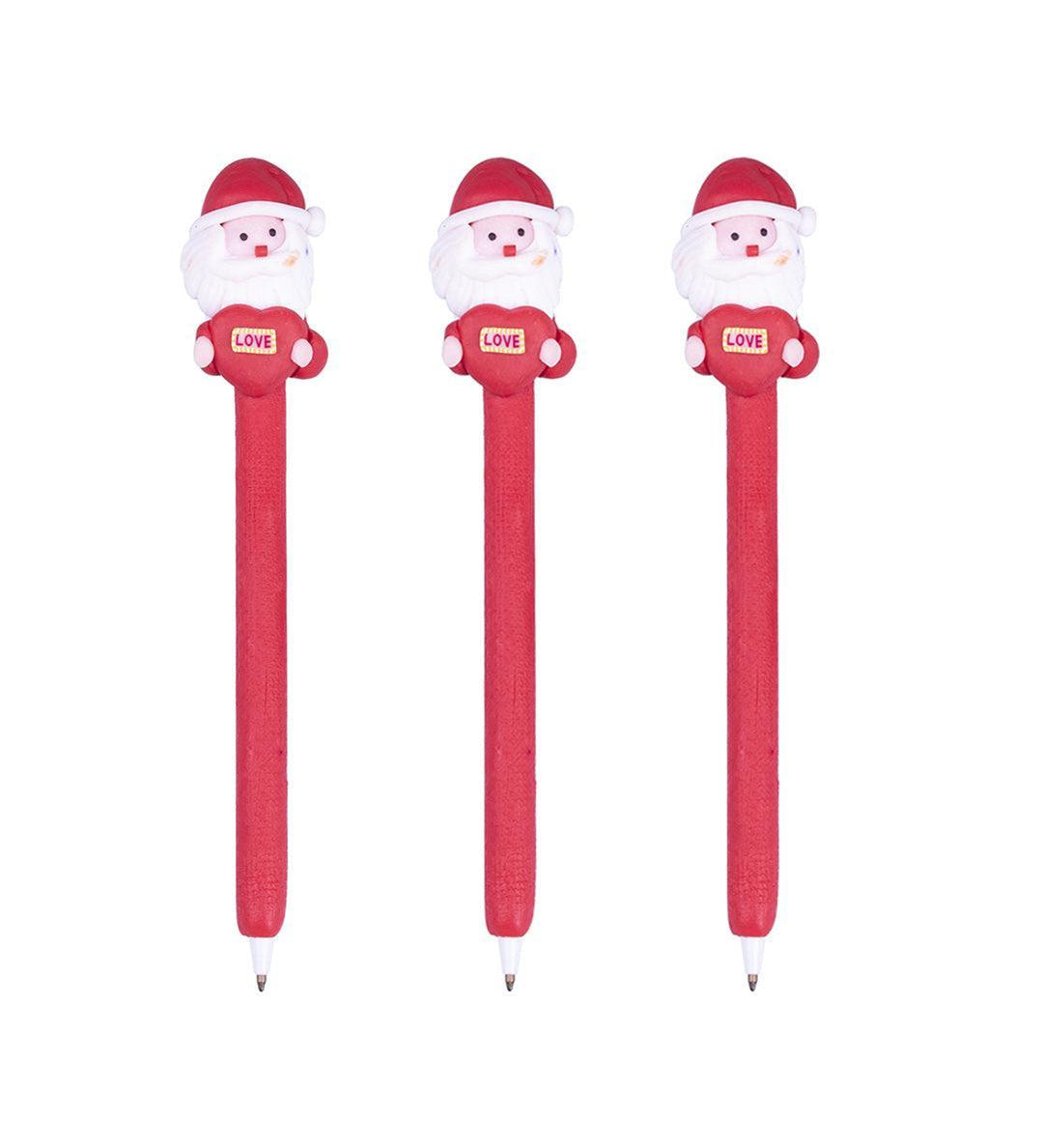 Santa Claus Bobble Head Ball Pens (Assorted Colour, Set Of 3) - MARKET 99