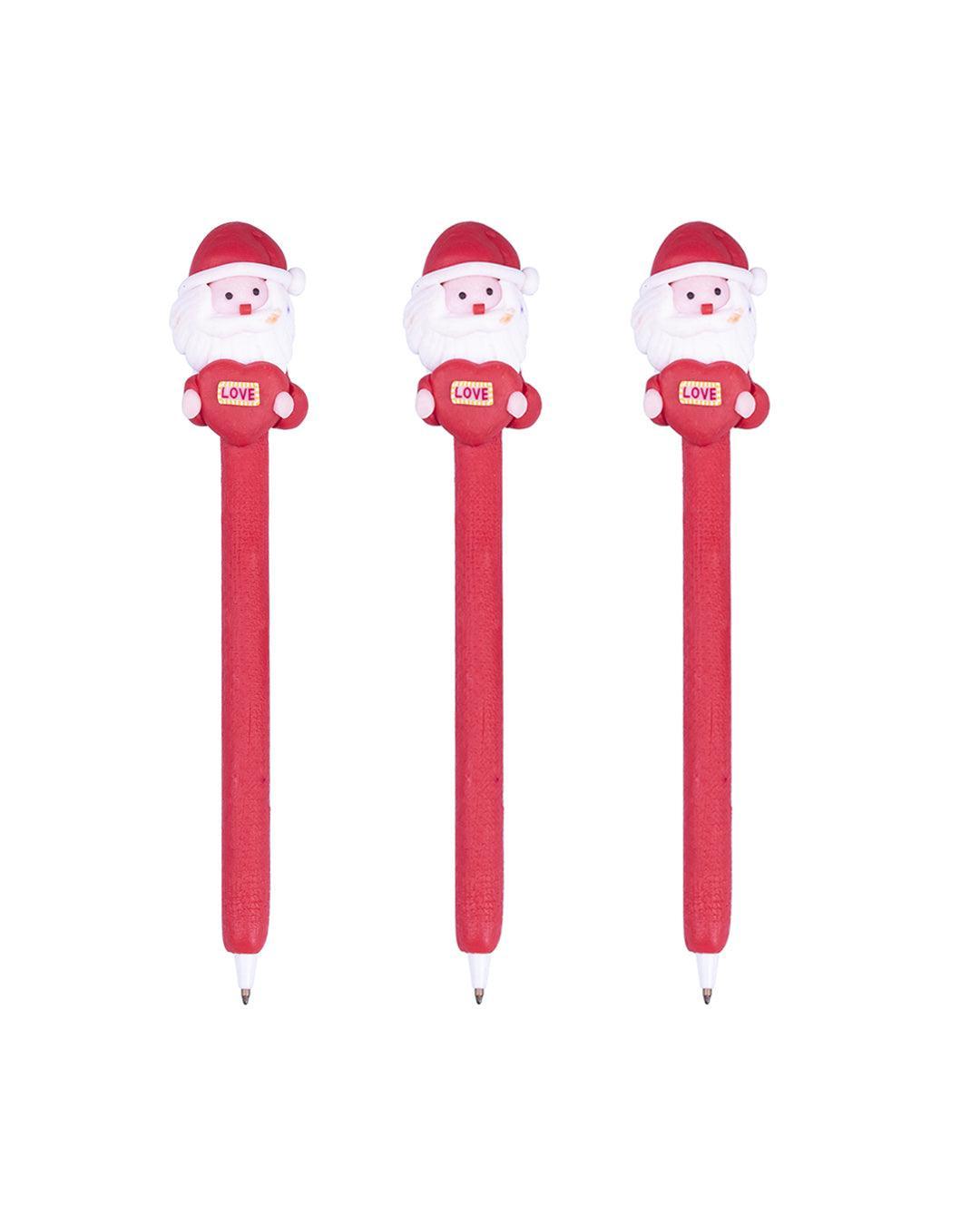 Santa Claus Bobble Head Ball Pens (Assorted Colour, Set Of 3) - MARKET 99