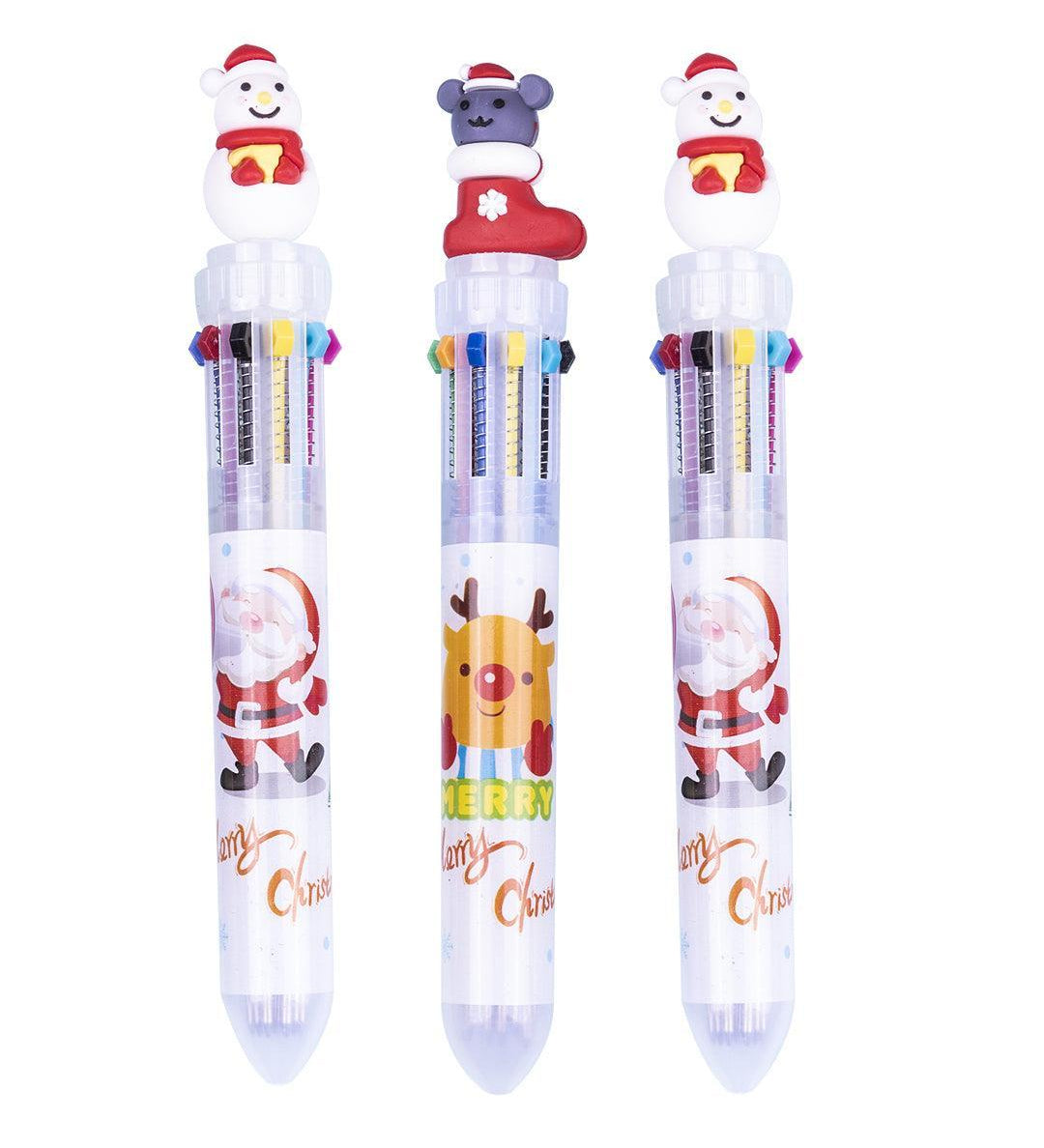 Santa Claus Bobble Head Ball Pens (Assorted Colour, Set Of 3) - MARKET 99