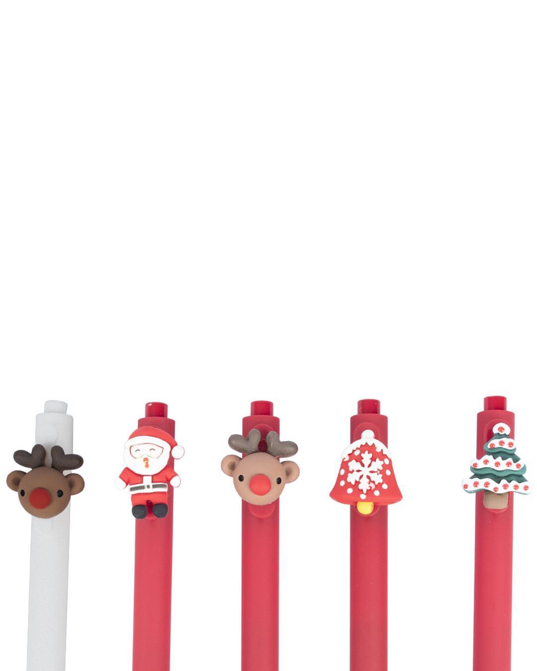Santa Claus Bobble Head Ball Pens (Assorted Colour, Set Of 3) - MARKET 99