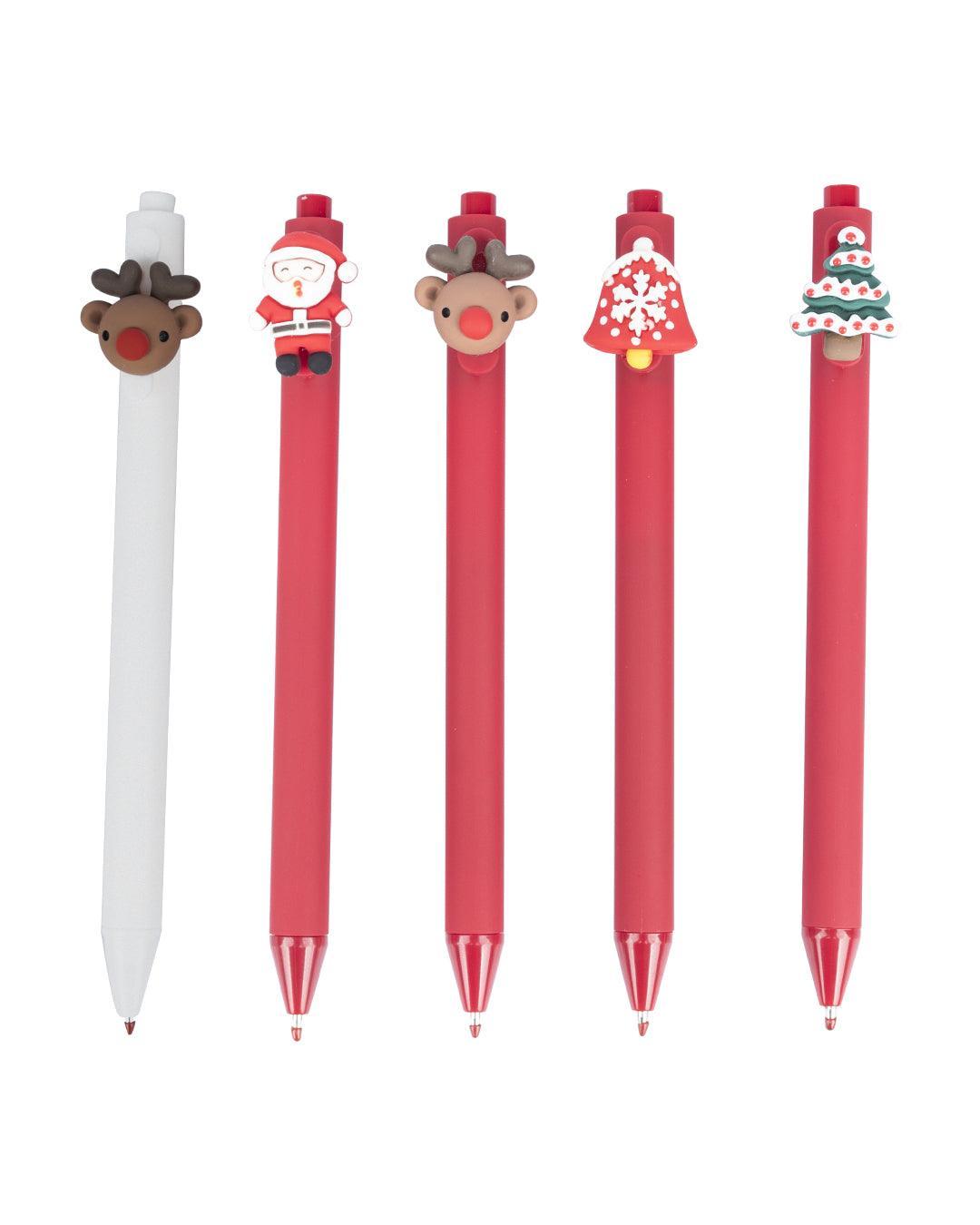 Santa Claus Bobble Head Ball Pens (Assorted Colour, Set Of 3) - MARKET 99