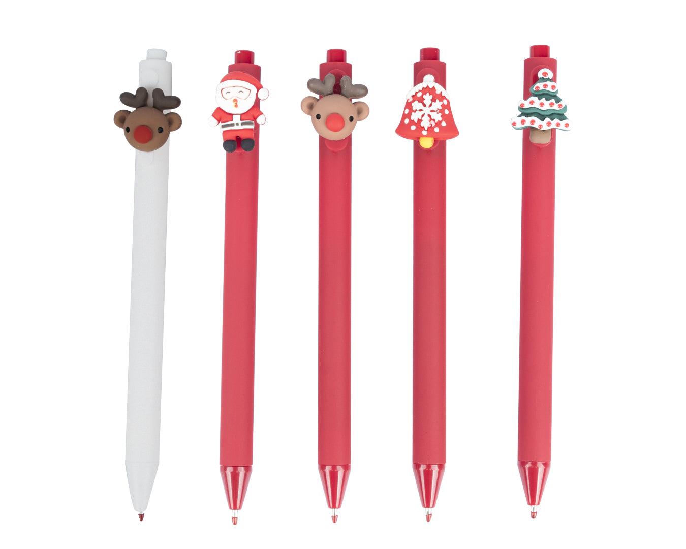 Santa Claus Bobble Head Ball Pens (Set of 3. Assorted Colour) - MARKET 99