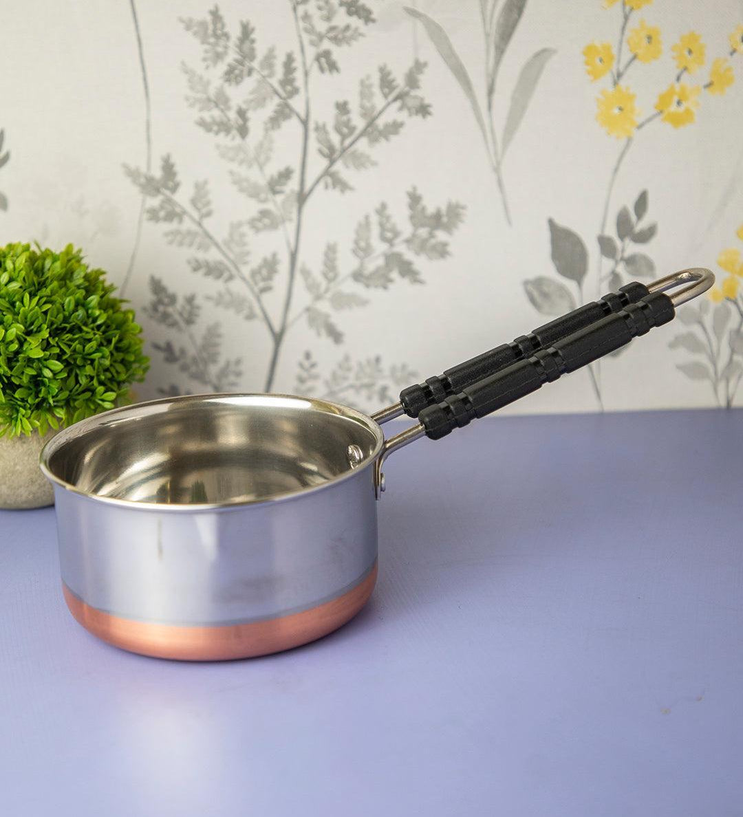Saucepan, with Copper Plated Bottom, Silver, Stainless Steel, 1 Litre - MARKET 99