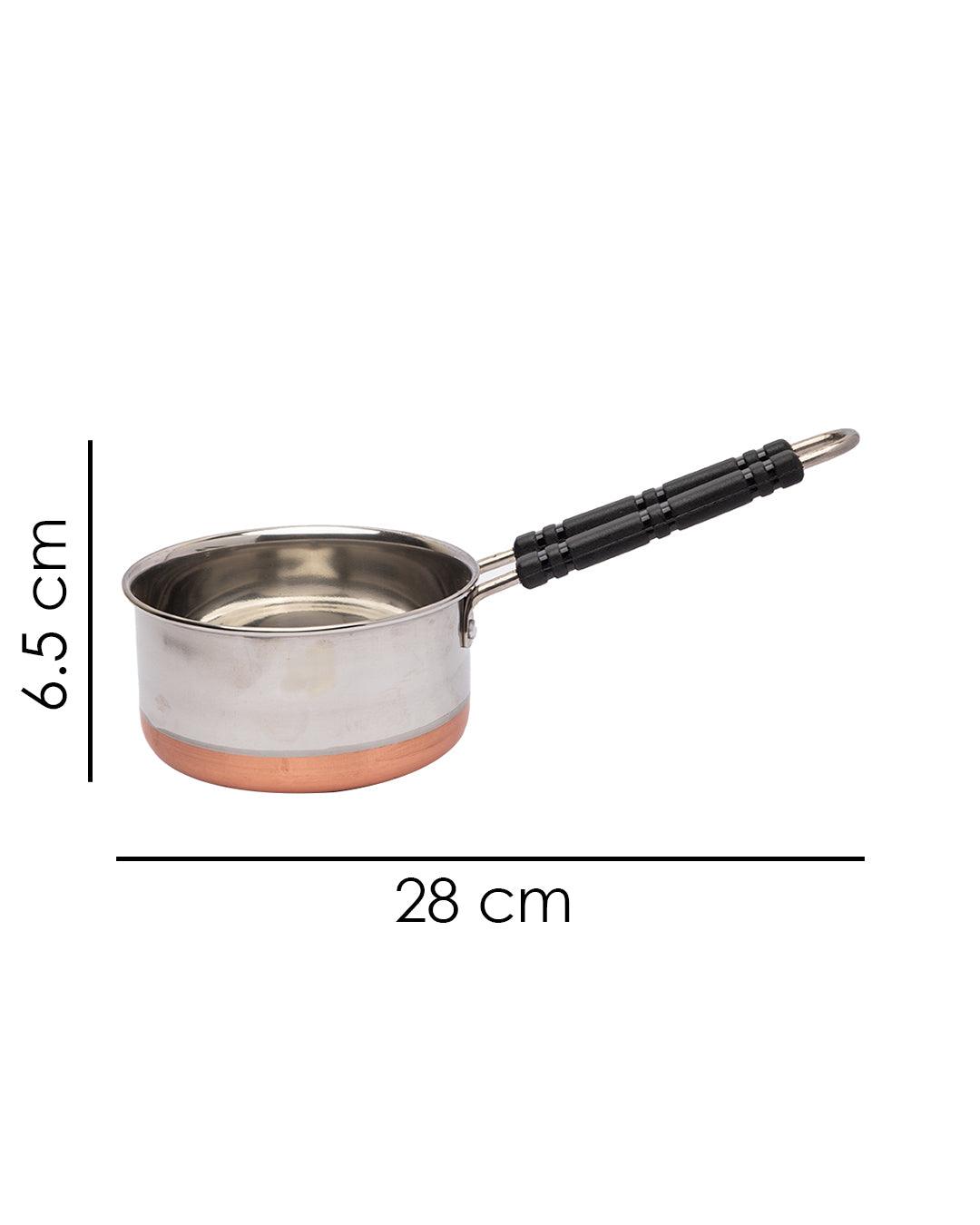 Saucepan, with Copper Plated Bottom, Silver, Stainless Steel, 1 Litre - MARKET 99