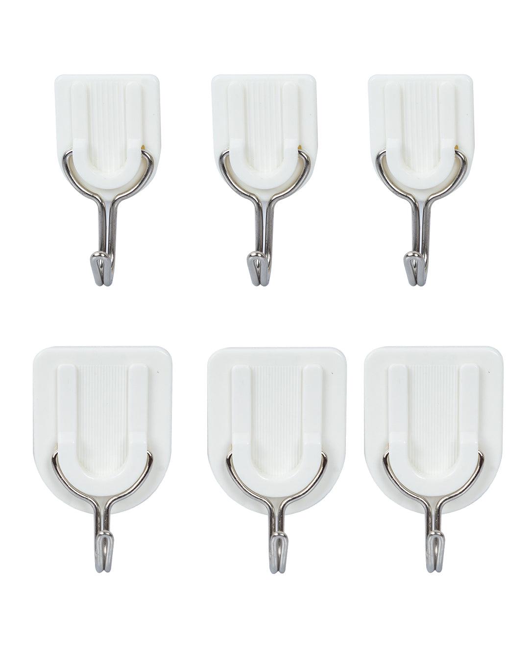 Self Adhesive Hooks, 3 Small & 2 Big, White, Plastic - MARKET 99