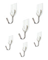 Self Adhesive Hooks, 3 Small & 3 Big, White, Plastic - MARKET 99