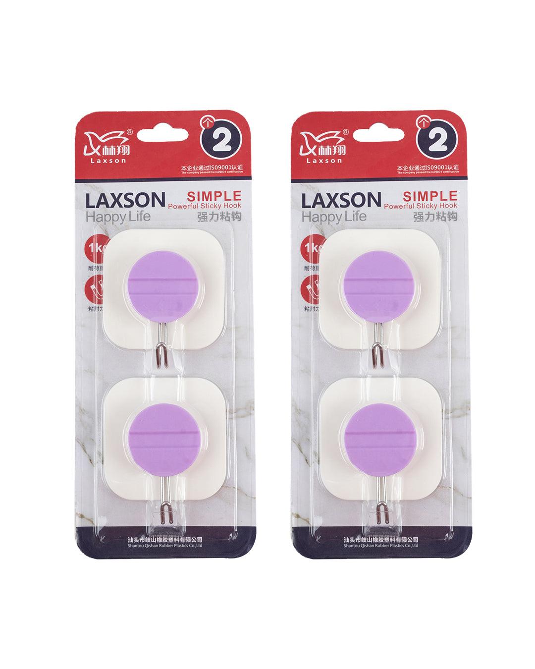 Self Adhesive Hooks, Sticky Hooks, Purple, Plastic, Set of 2 - MARKET 99