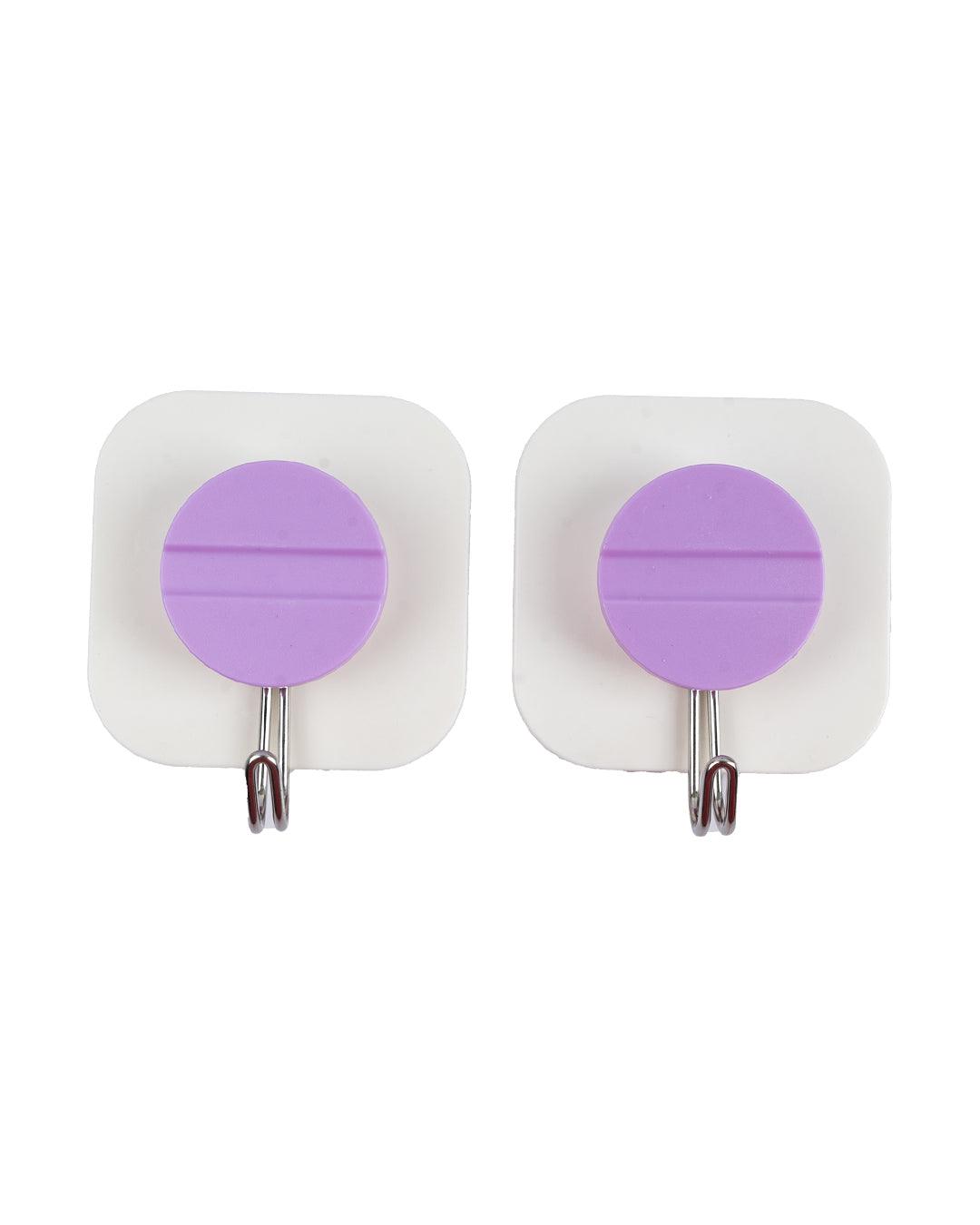 Self Adhesive Hooks, Sticky Hooks, Purple, Plastic, Set of 2 - MARKET 99