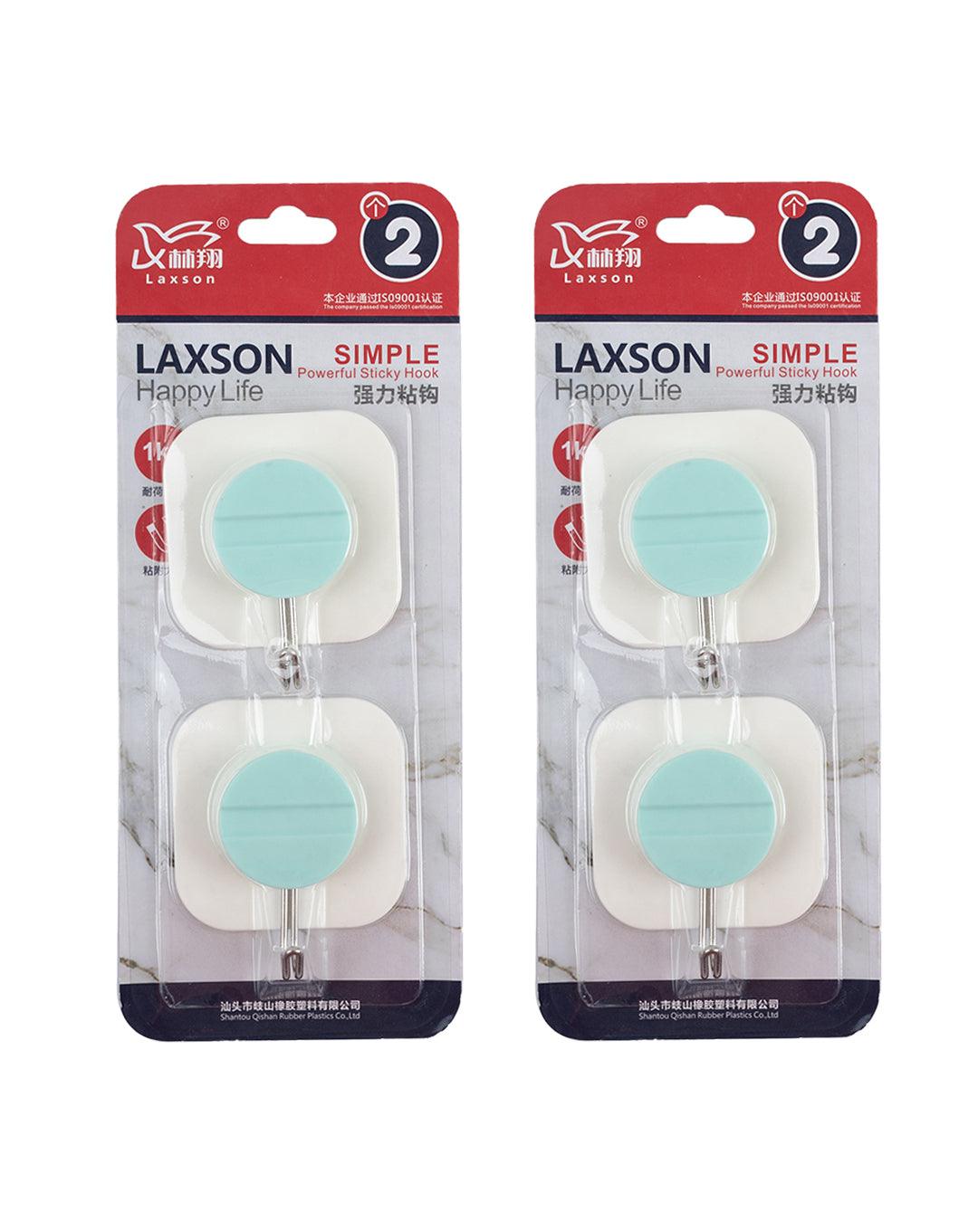 Self Adhesive Hooks, Sticky Hooks, Turquoise, Plastic, Set of 2 - MARKET 99