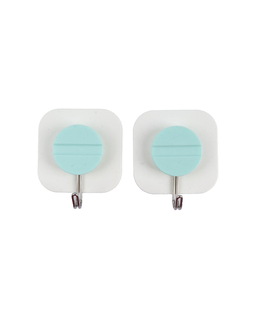 Self Adhesive Hooks, Sticky Hooks, Turquoise, Plastic, Set of 2 - MARKET 99