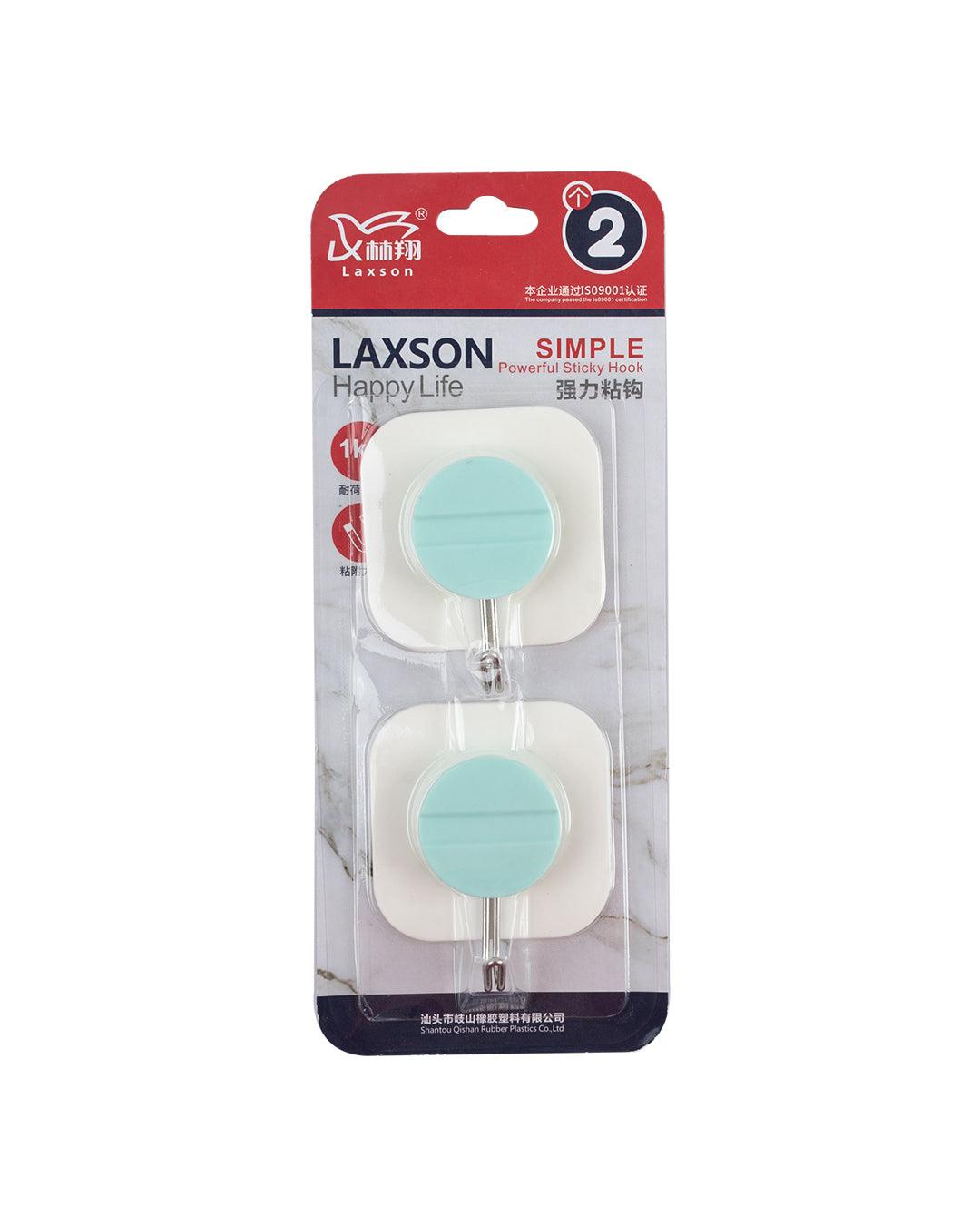 Self Adhesive Hooks, Sticky Hooks, Turquoise, Plastic, Set of 2 - MARKET 99