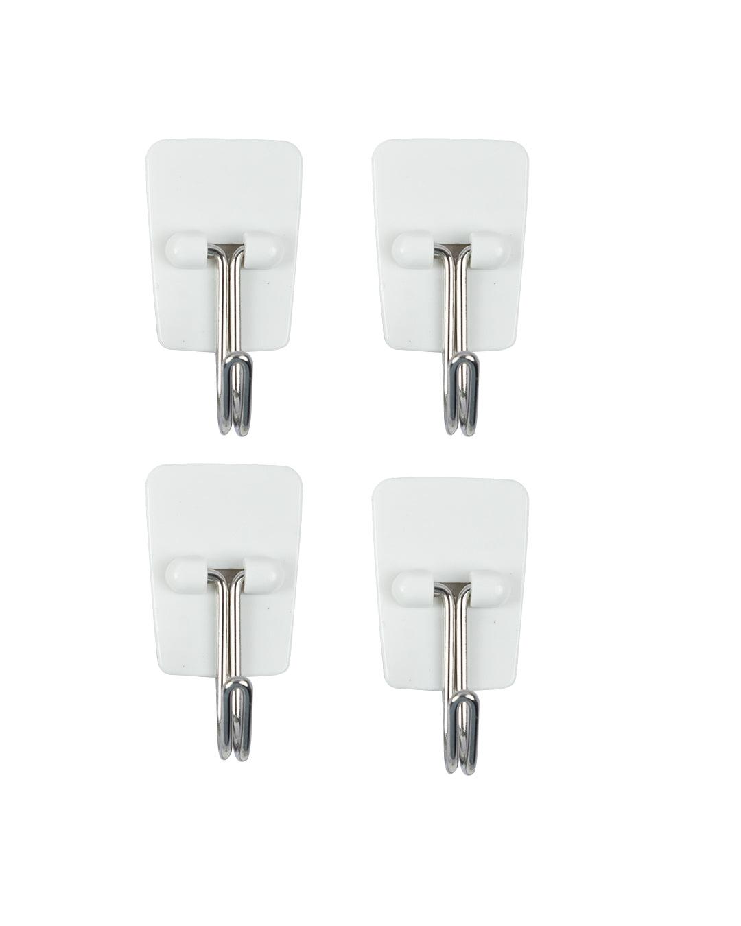 Self Adhesive Hooks, White, Plastic, Set of 4 - MARKET 99