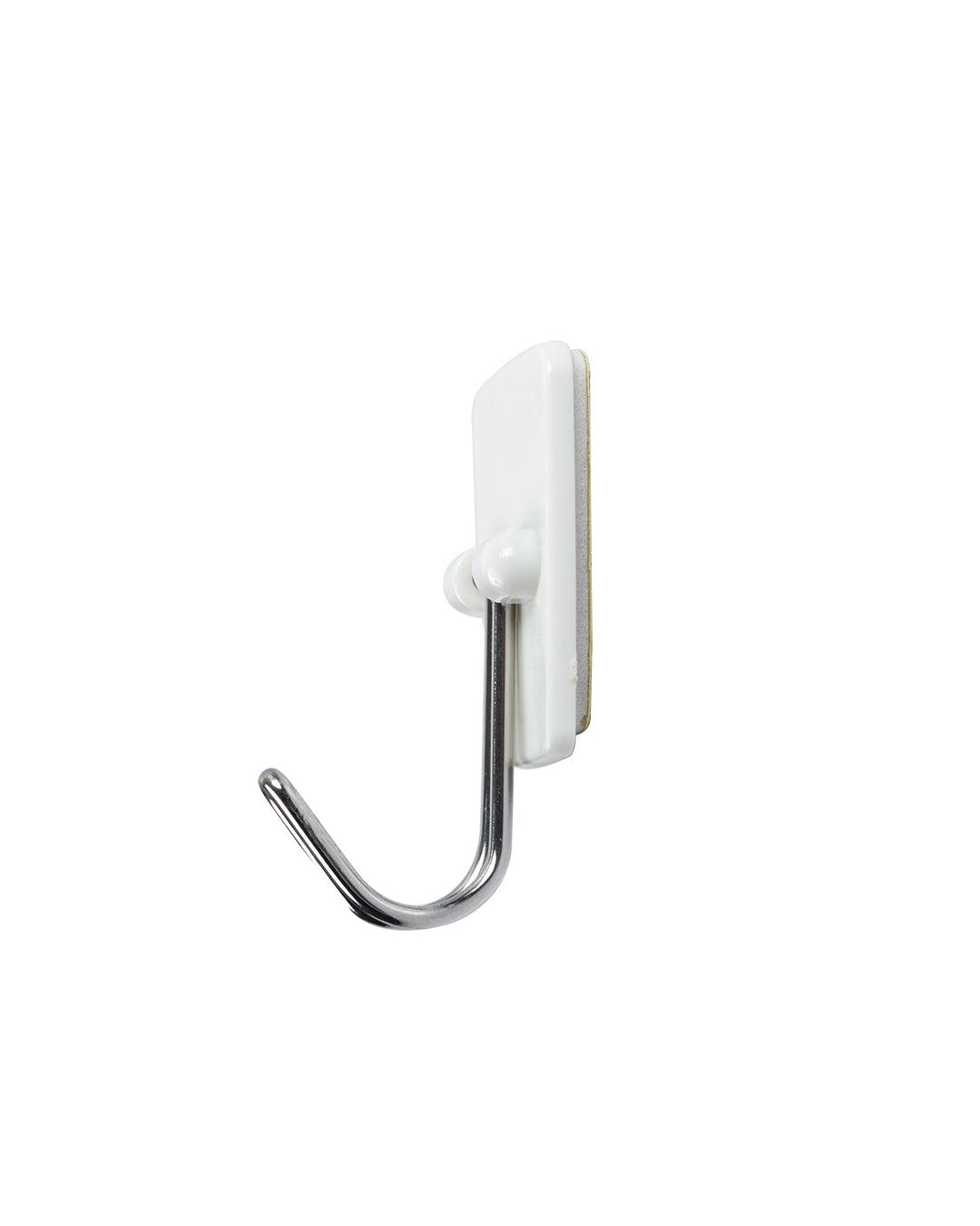 Self Adhesive Hooks, White, Plastic, Set of 4 - MARKET 99