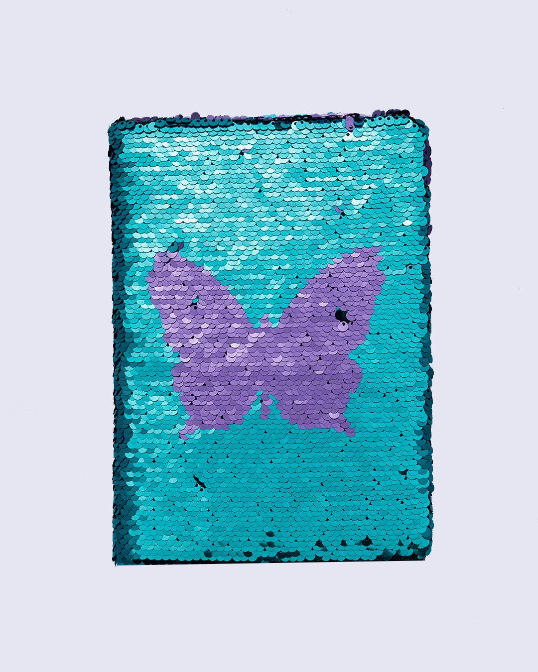 Sequin Notebook, Butterfly Design, Print, Blue, Paper - MARKET 99