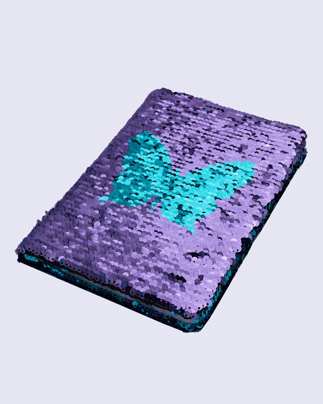 Sequin Notebook, Butterfly Design, Print, Blue, Paper - MARKET 99