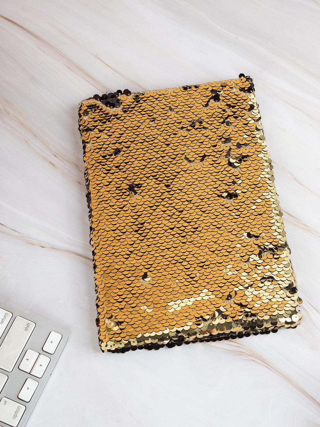 Sequin Notebook, Colour Changing & Reversible Notebook, Gold Colour, Paper - MARKET 99