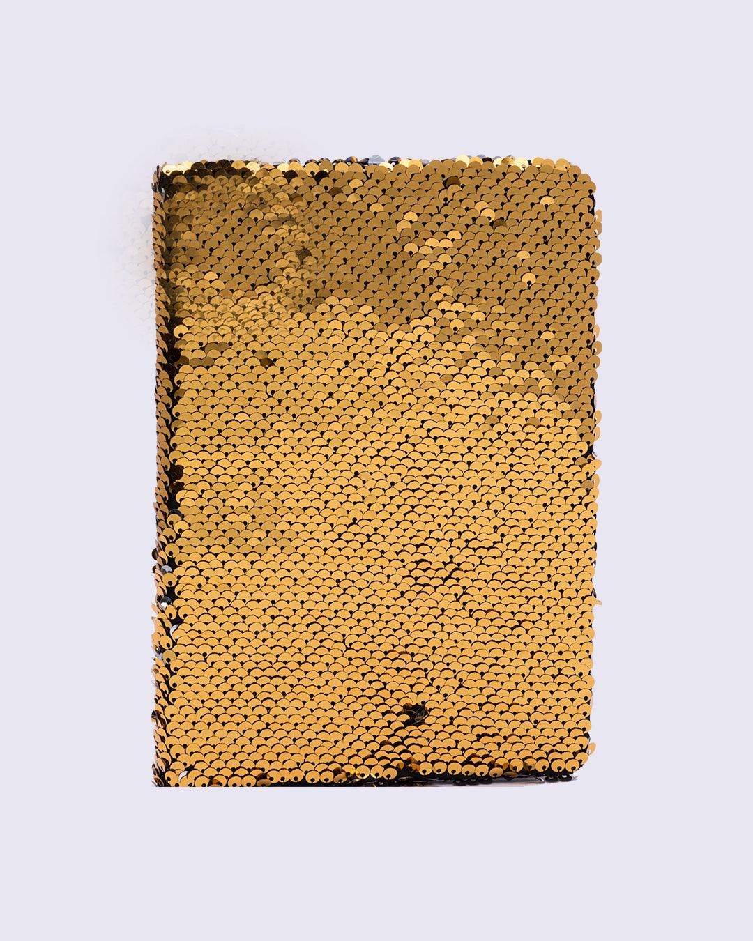 Sequin Notebook, Colour Changing & Reversible Notebook, Gold Colour, Paper - MARKET 99