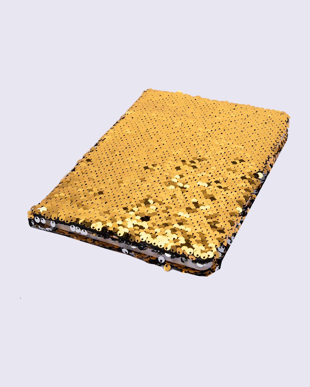 Sequin Notebook, Colour Changing & Reversible Notebook, Gold Colour, Paper - MARKET 99