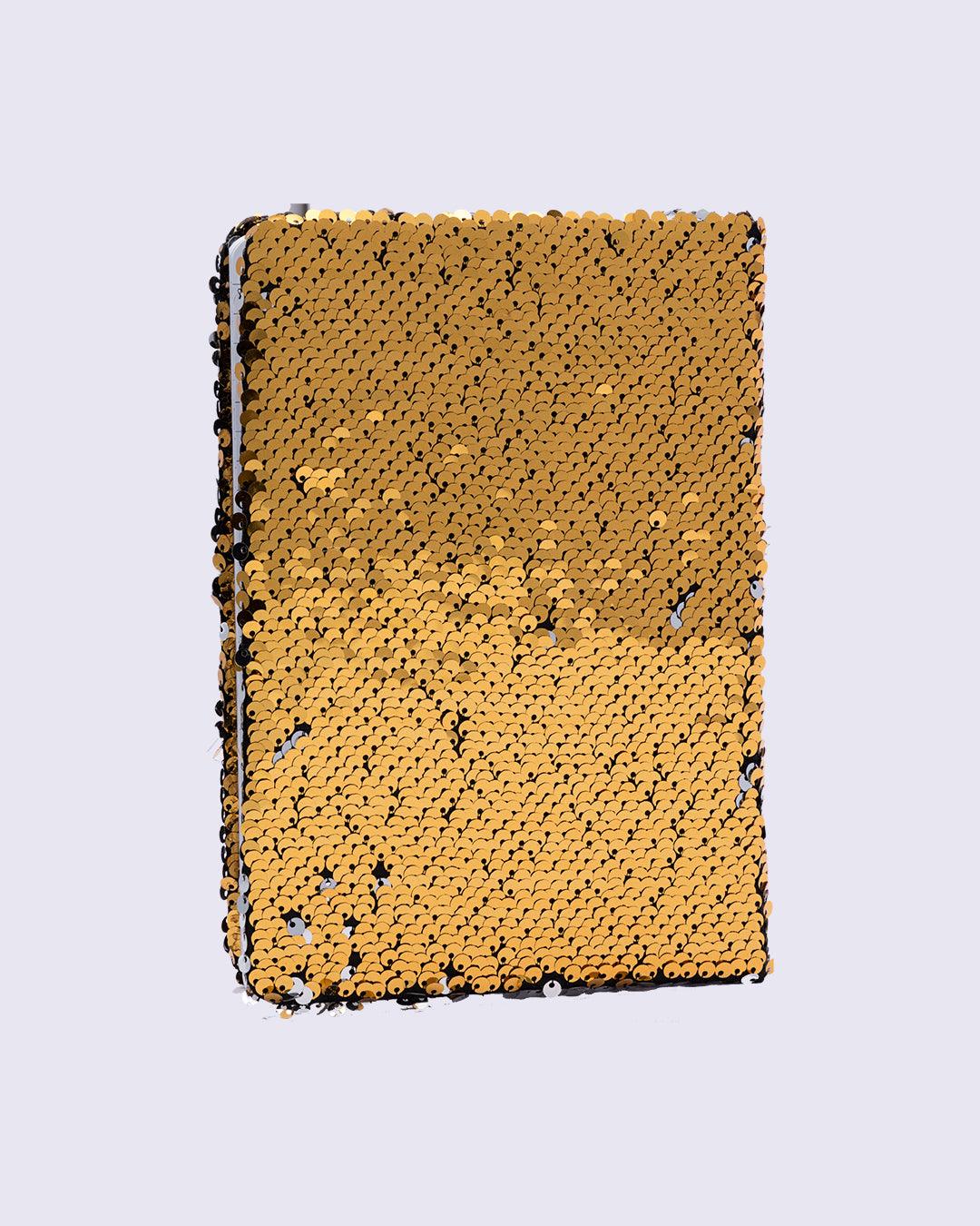 Sequin Notebook, Colour Changing & Reversible Notebook, Gold Colour, Paper - MARKET 99