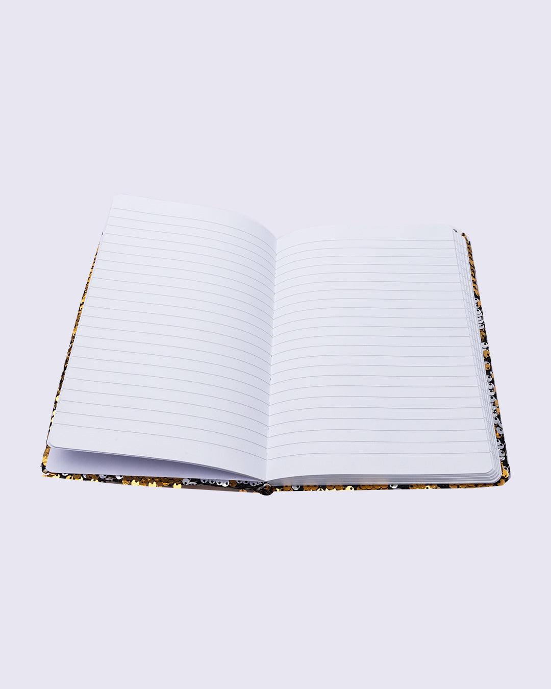 Sequin Notebook, Colour Changing & Reversible Notebook, Gold Colour, Paper - MARKET 99