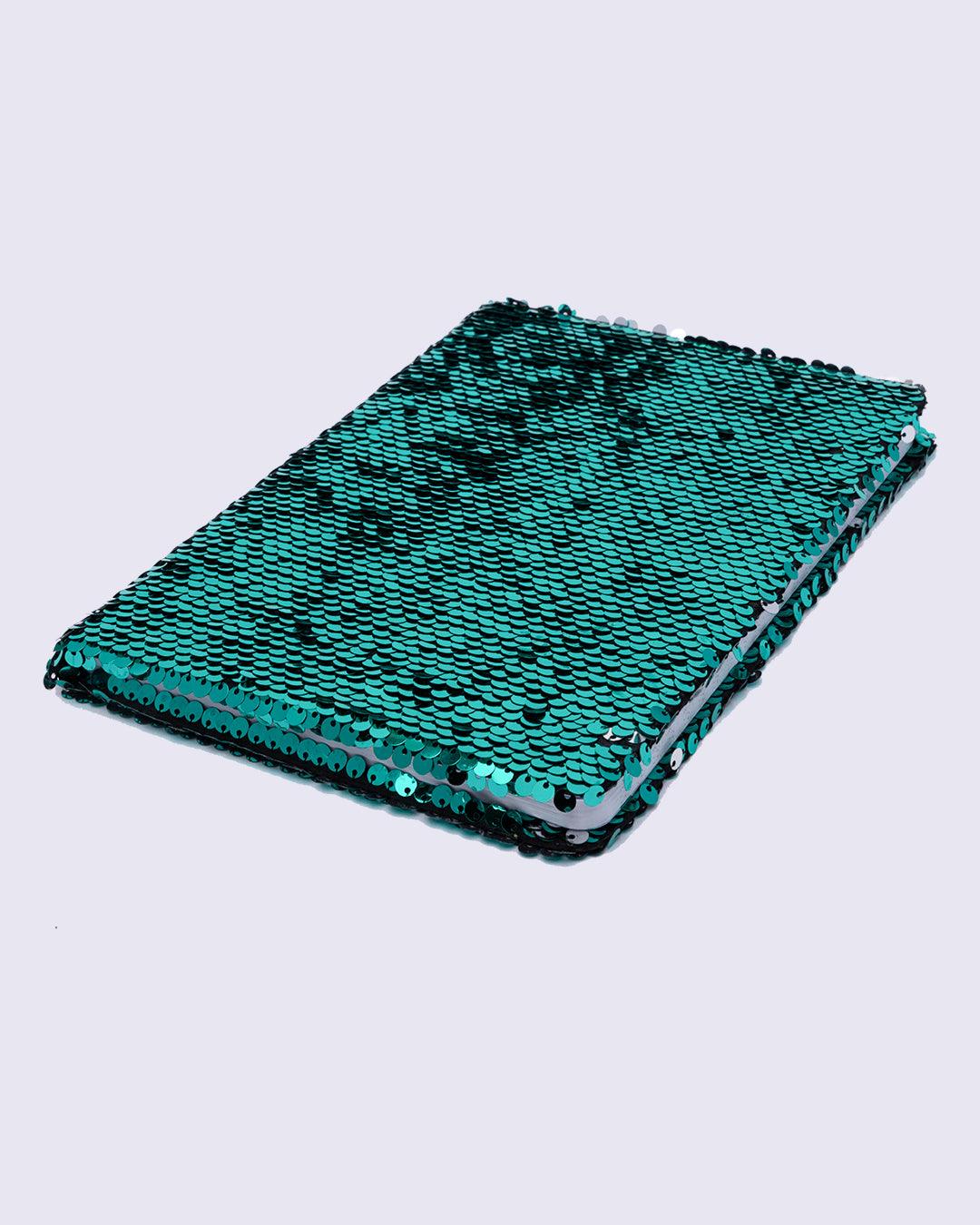 Sequin Notebook, Colour Changing & Reversible Notebook, Green, Paper - MARKET 99