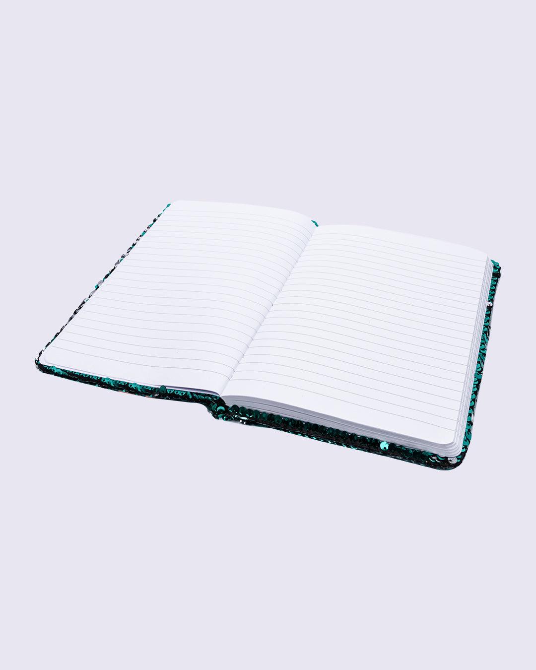 Sequin Notebook, Colour Changing & Reversible Notebook, Green, Paper - MARKET 99