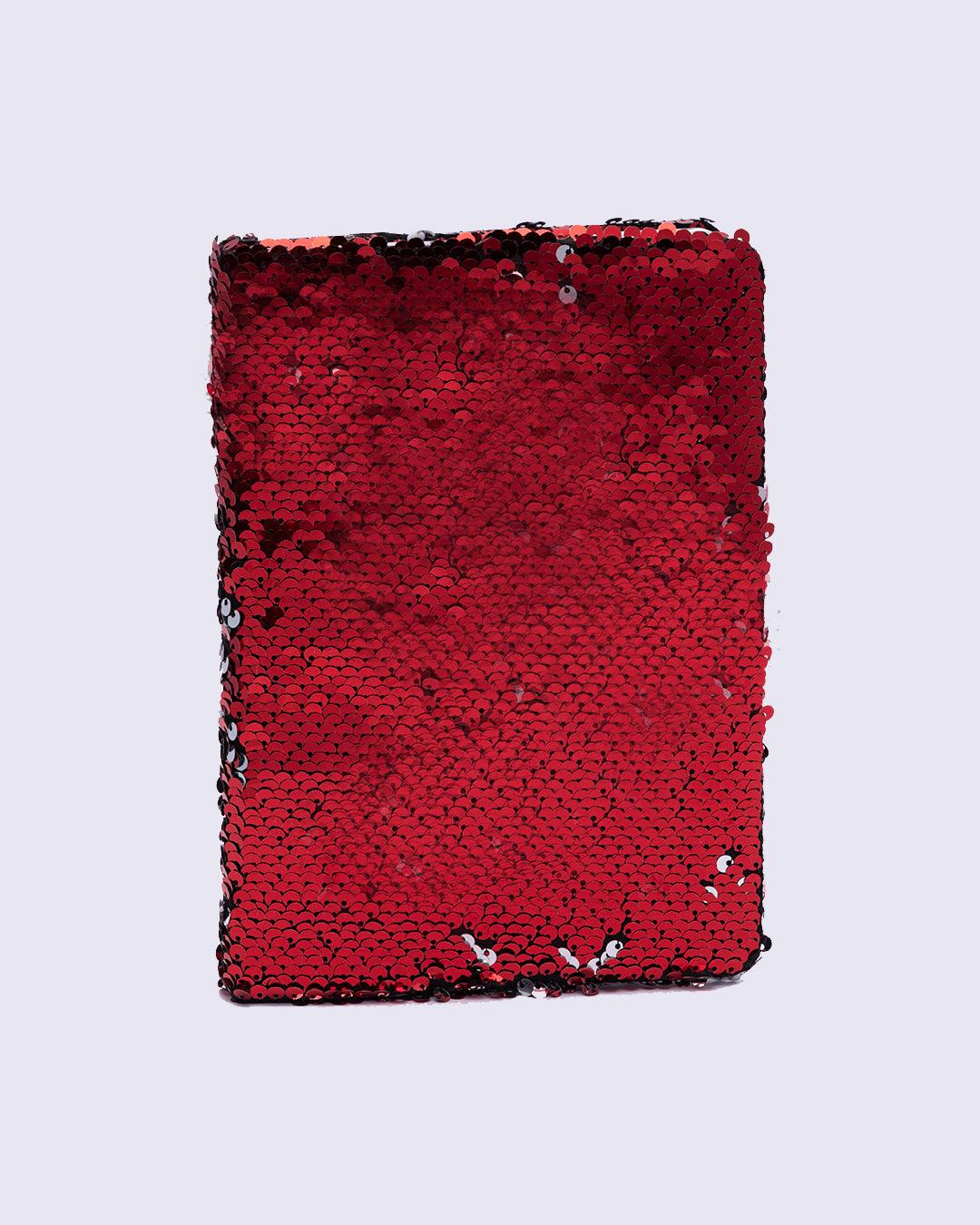 Sequin Notebook, Colour Changing & Reversible Notebook, Red, Paper - MARKET 99