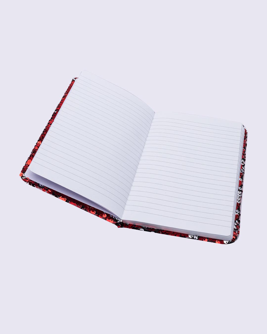 Sequin Notebook, Colour Changing & Reversible Notebook, Red, Paper - MARKET 99