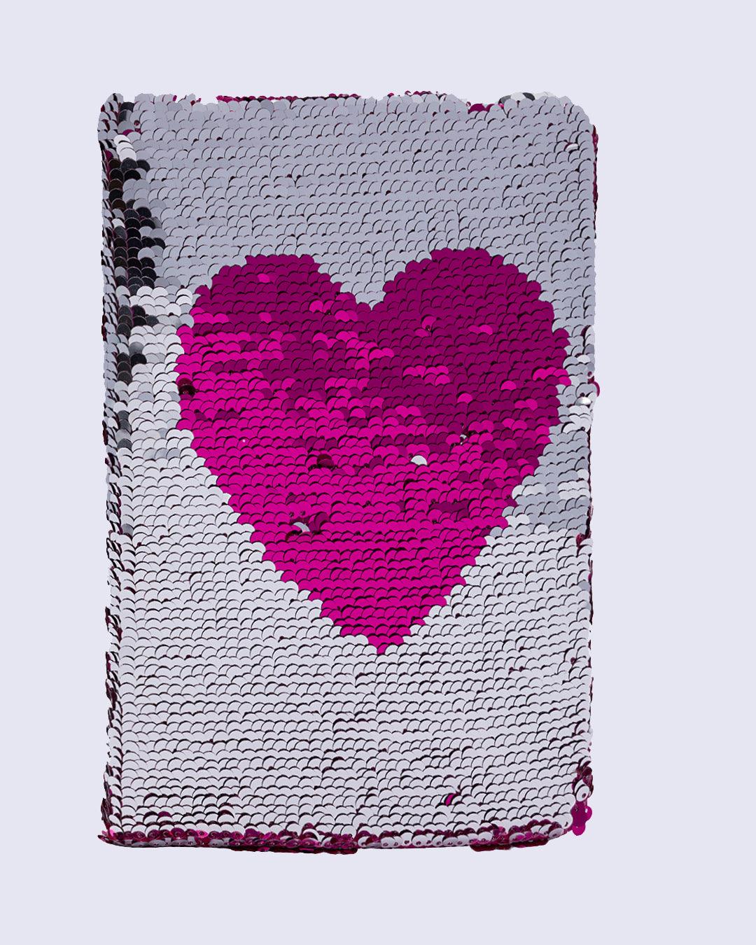 Sequin Notebook, Heart Design, Purple, Paper - MARKET 99