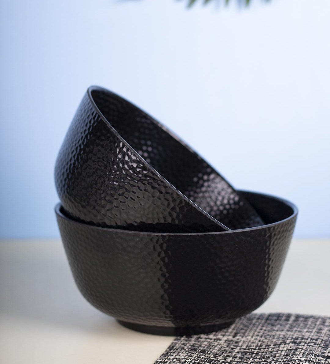 Serving Bowls, Mixing Bowl, Black, Hammered, Melamine, Set of 2 - MARKET 99
