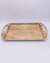 Serving Tray Set, with Wooden Finish, (Small, Medium, & Large), Brown Colour, Melamine, Set of 3 - MARKET 99