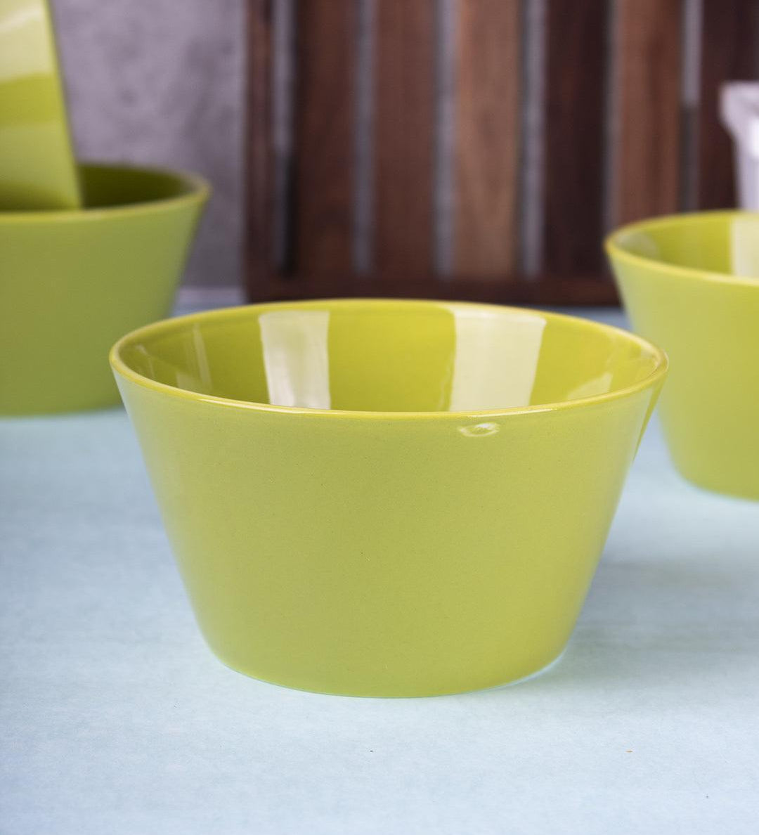'SHEEN GREEN' Hand Glazed Dining Bowl Katoris In Ceramic (Set of 4, 480 mL) - MARKET 99
