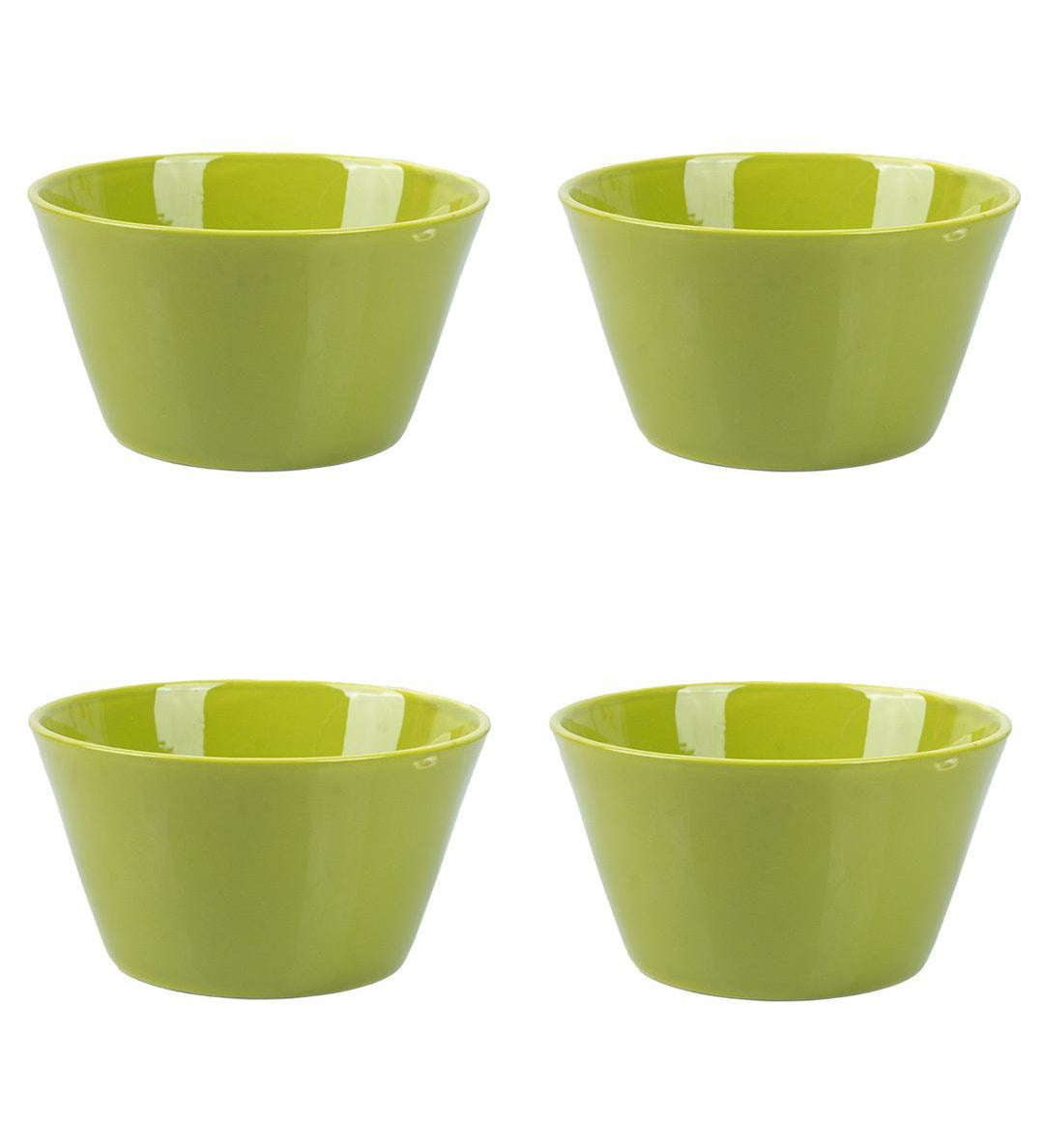 'SHEEN GREEN' Hand Glazed Dining Bowl Katoris In Ceramic (Set of 4, 480 mL) - MARKET 99