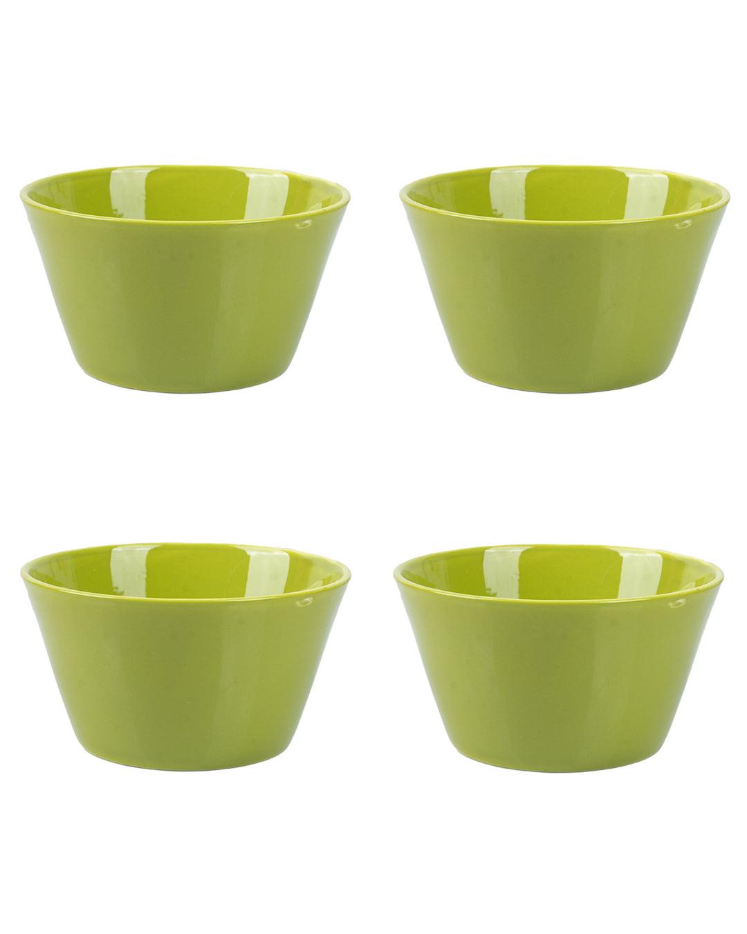 'SHEEN GREEN' Hand Glazed Dining Bowl Katoris In Ceramic (Set of 4, 480 mL) - MARKET 99